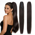14 Inch Natural Black Remy Human Hair Ponytail Extension with Claw Clip for Women
