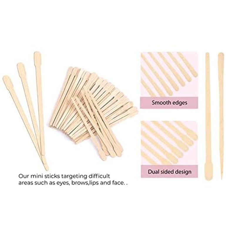 Mibly 1000 Pcs Wooden Wax Sticks - Eyebrow, Lip, Nose Small Waxing Applicator Sticks for Hair Removal and Smooth Skin - Spa and Home Usage