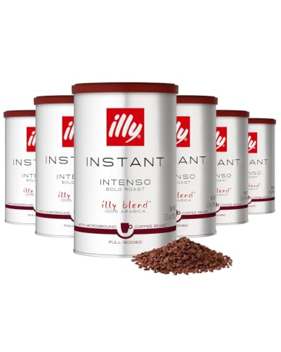Illy Instant Coffee Intenso Dark Roast 3.3oz Pack of 6 - Bold Arabica Coffee