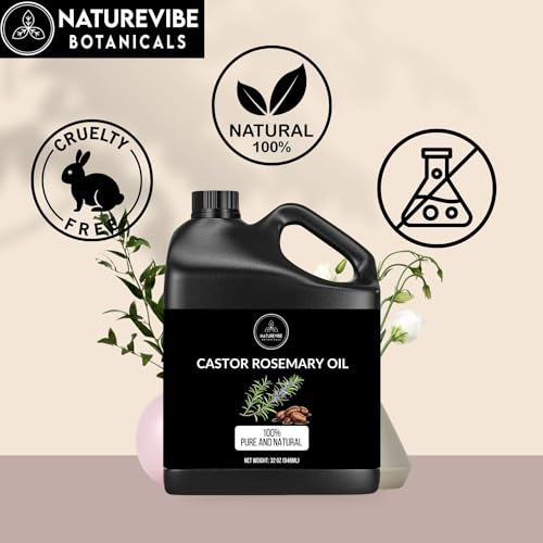 Naturevibe Botanicals Jojoba Oil 32oz and Castor Rosemary Oil 32oz | Oil Combo