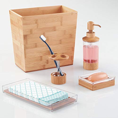 iDesign Rectangular Bamboo Waste Basket - Pack of 1, 10.5 x 5.75 x 10 Inches, Natural Wood Finish