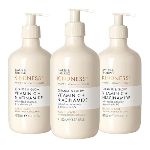 Baylis & Harding Kindness+ Vitamin C & Niacinamide Handwash 16.9 Fl Oz Pack of 3 – Orange & Mango Scent