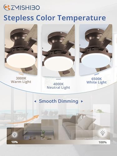 52 Inch Ceiling Fan with Lights - Remote & App Control, Flush Mount, Brown