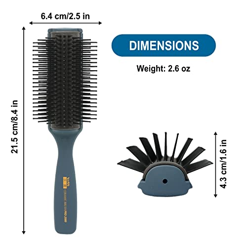 Vess Professional Ceramic Blow Brush 9 Rows Wide Hair Styling Tool - Made in Japan