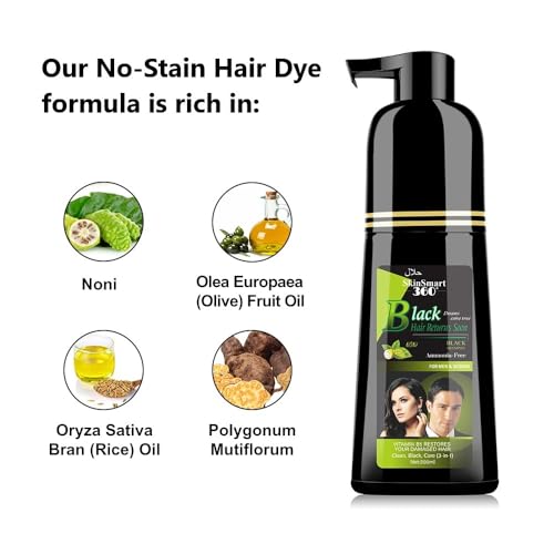 No-Stain Hair Dye Shampoo Natural Black 200mL - Gray Coverage & Nourishing Formula