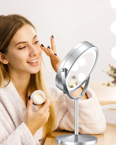 7 Inch Lighted Makeup Mirror with 10x Magnification & 360° Swivel - Chrome Variation