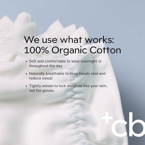 Clearbody Organics Medium White Cotton Sleeping Gloves for Dry Hands, 5-Pack