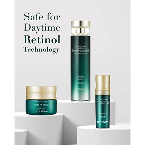 ISA KNOX AGE FOCUS PRIME Double Effect Emulsion by LG Beauty, PRIME Wrinkle For All Serum & PRIME Eye For All Cream - Korean Skin Care, Daytime Retinol (177 ml/5.99 fl oz)