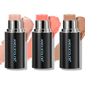 3 Pack Contour Stick Set, Face Shaping & Contouring Stick with Highlighter Blush Bronzer for Sculpt the Cheeks Nose Jawline, Blendable Long Lasting Makeup Stick Trio for Older Women (#2 NEUTRAL)