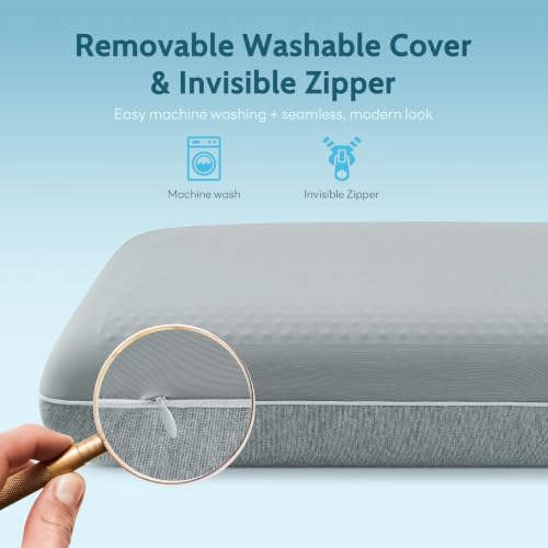Cooling Gel Memory Foam Pillow with Removable Cover - Standard Grey, 23.6 x 15.7 inches