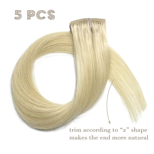 Light Platinum Blonde Clip-In Hair Extensions 18 Inch 5PCS Remy Human Hair - Variation 60A