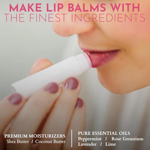 DIY Gift Kits Lip Balm Making Kit - DIY Self-Care Craft Kits - Lip Balm Equipment with Mica & Tubes - DIY Homemade Products with Shea & Coconut Butter - 73-Piece Set, Lime & Rose, Assorted