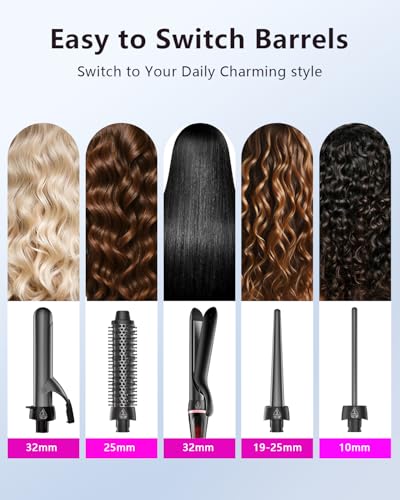 5-in-1 Curling Iron Set with Ceramic Barrels & Thermal Brush for Salon-Quality Hair