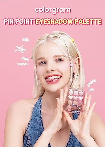 COLORGRAM Pin Point Eyeshadow Palette 02 Pink & Mauve – Ultra-Blend Matte, Glitter & Shimmer