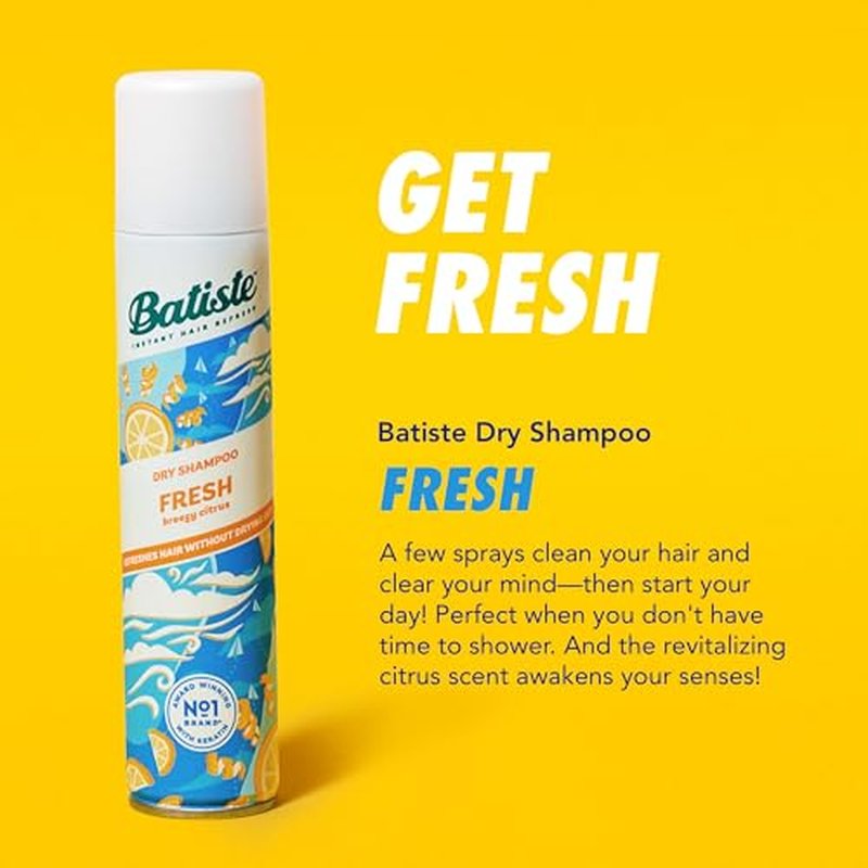 Batiste Dry Shampoo, Fresh Fragrance, Refresh Hair and Absorb Oil Between Washes, Waterless Shampoo for Added Hair Texture and Body, 5.71 oz