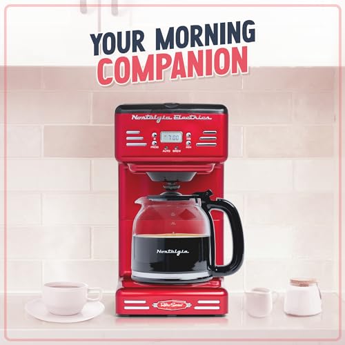 Nostalgia Red 12-Cup Programmable Coffee Maker with LED Display & Auto Shut-Off