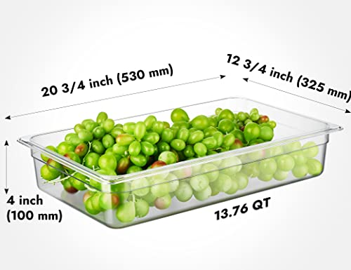 Full Size 4-Inch Deep NSF Polycarbonate Food Pan 6-Pack - Dishwasher & Freezer Safe