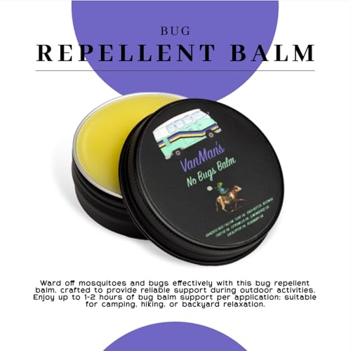 Vanman's - Bug Balm - Bug-Repellent Balm with Grass-Fed/Finished Beef Tallow for Skin, Organic Cold Pressed Extra Virgin Olive Oil, Shea Butter, Castor Oil, Beeswax, and Essential Oils - 2.2 oz