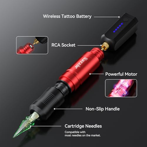 Wireless Tattoo Gun Set Rotary Pen with 1600mAh Battery for Beginners & Professionals