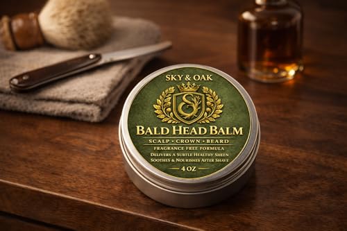 Bald Head Balm for Men 4 oz - Fragrance-Free Scalp & Face Moisturizer