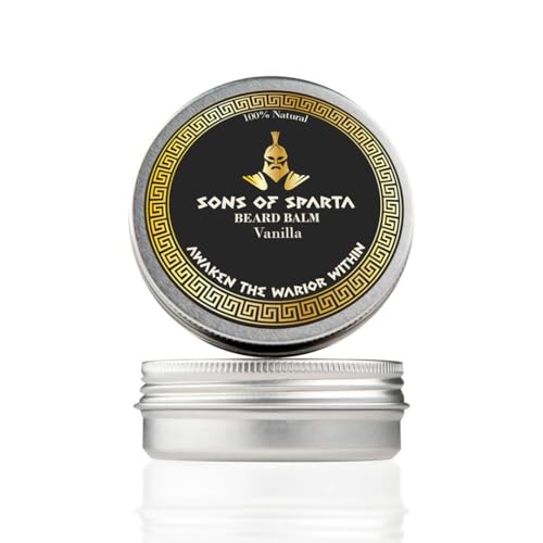 Sons Of Sparta Vanilla Beard Balm for Men | All?Natural Shea & Argan Oil Conditioner, Softener & Styler for Coarse Beard | 2?oz