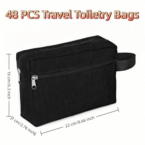 Travel Toiletry Bag for Men Women Black 48 pcs Water-Resistant Hanging Cosmetic Organizer