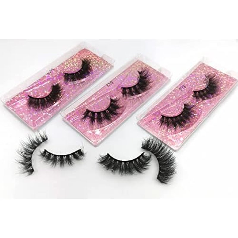 50 Pairs Faux Mink Eyelashes Wholesale Lashes Pack, Lashes Natural Look 16mm-20mm False Eyelashes Pink