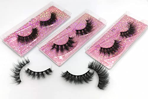 50 Pairs Faux Mink False Eyelashes Pack - Natural 16-20mm Style, Pink Packaging, Reusable