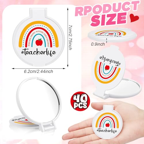 40 Pcs Teacher Appreciation Gift Mini Compact Mirrors for Women - Teachers' Day Bulk Set