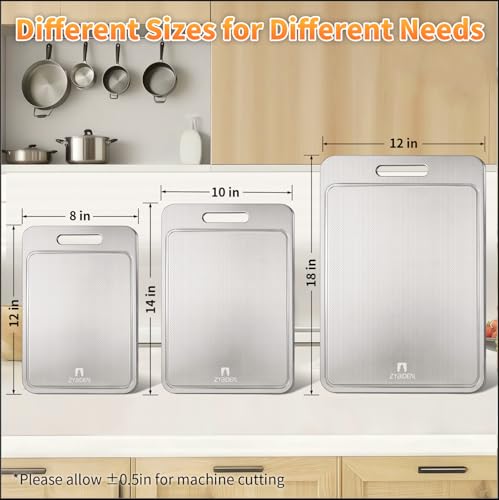 3-Piece Titanium Cutting Boards with Juice Grooves & Non-Slip Mat