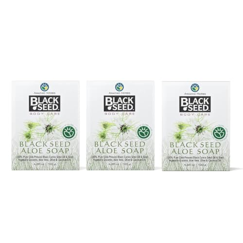 Aloe Vera Black Seed Bar Soap - 100% Pure Herbal Facial & Body Cleanser - 4.25 Oz