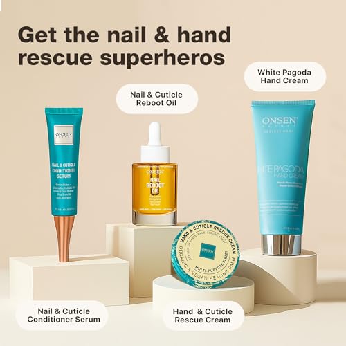 Onsen Secret Nail & Cuticle Repair Oil (2x35ml) - Dry Oil Formula - Japanese Tsubaki, Tea Tree & Jojoba - Strengthens Nails, Repairs Cuticles, Hydrates Skin & Hair - Natural & Vegan