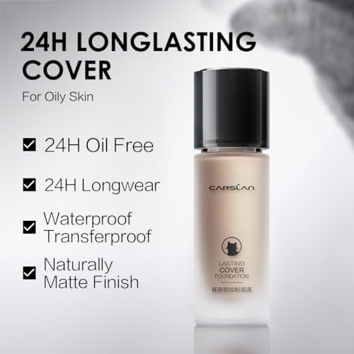 CARSLAN Full Coverage Matte Foundation N01 - 1.05 Oz for Oily Skin, 24H Wear