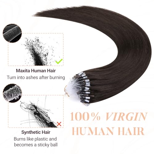 Microlink Hair Extensions 20 Inch Human Hair Dark Brown 50g - EasyFit