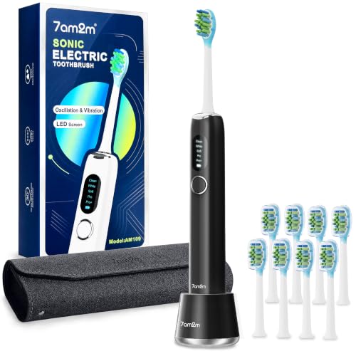 Electric Toothbrush with 365-Day Battery & LED Screen - Sonic Cleaning