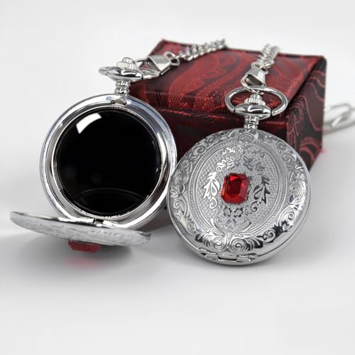 Obsidian Scrying Mirror with Ruby Embellished Lid for Divination and Meditation