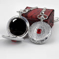 Obsidian Scrying Mirror with Ruby Embellished Lid for Divination and Meditation