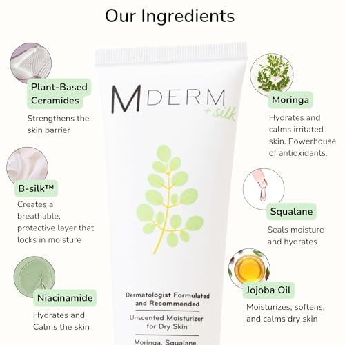 Moringa Body Moisturizer for Dry Skin | Dermatologist Created, EWG Verified, Fragrance Free, Safe for Sensitive Skin, Microplastic Free | Ceramides, niacinamide, + B-Silk¢â | 4.0 oz