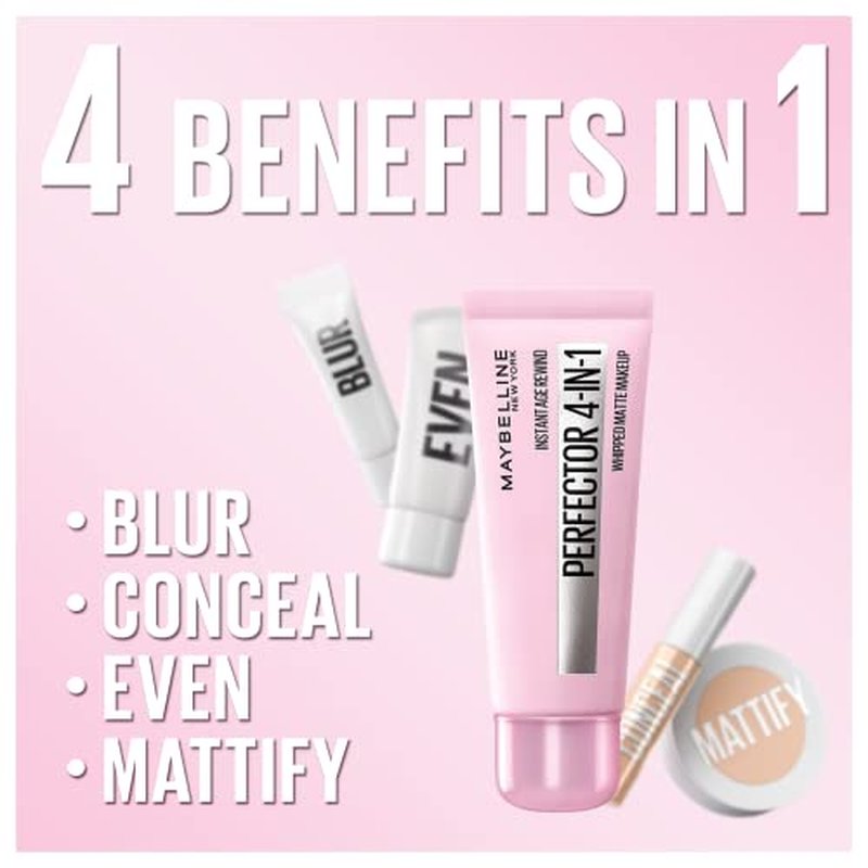 Maybelline Instant Age Rewind Instant Perfector 4-In-1 Matte Makeup, 02 Light/Medium, 1 Count