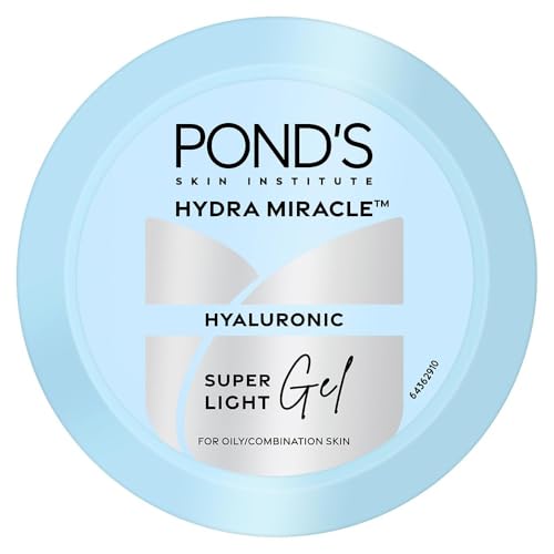 ponds Super Light Gel Oil Free Face Moisturizer 100 ml, With Hyaluronic Acid & Vitamin E for Fresh Glowing Skin & 24 hr Hydration - Daily Use