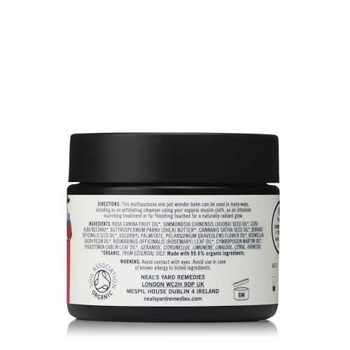Neal's Yard Wild Rose Beauty Balm, Featuring Rosehip Oil, Hemp Seed & Shea Butter, Nourishing & Exfoliating Cleanser, Vegetarian Approved, Cruelty-Free, 50g