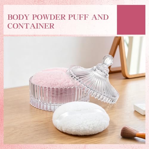 AmeLeis Extra Large 6 Inch Dusting Powder Puff & Clear Container - Large with 2 Puffs