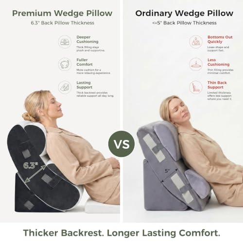 Extra Thick 7-Piece Wedge Pillow Set for Post Surgery & Acid Reflux Relief