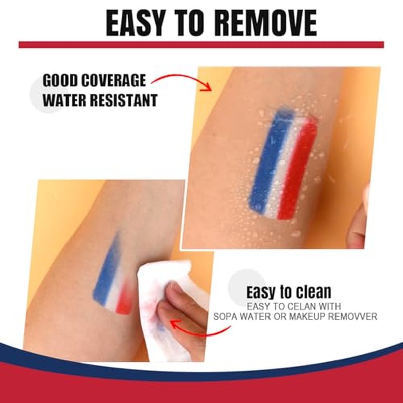 5PCS Red White Blue Face Paint Sticks,USA Flag colors Patriotic face body paint makeup for 4th of July Independence Day£¬sweefproof eye black stick for Baseball Game,Sports Fans