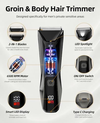 Body Groomer 2-in-1 Trimmer for Men with Ceramic Blade & Foil Shaver