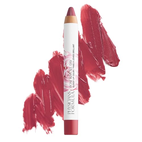 Physicians Formula Ros? Kiss All Day Glossy Lipstick Lip Color Makeup, Red Blush Blushing Mauve | Dermatologist Tested, Clinicially Tested