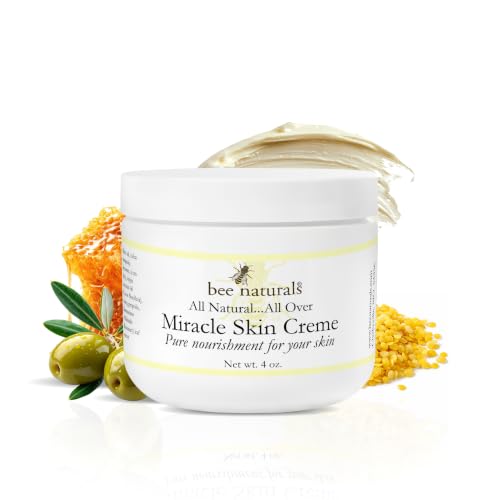 Bee Naturals Miracle Skin Creme 4 oz All-Natural Hydrating Body & Face Moisturizer - Pure Nourishment with Olive Oil, Beeswax & Coconut Oil