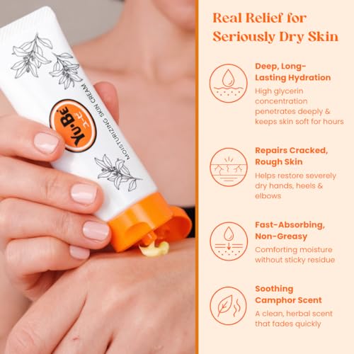 Yu-Be Moisturizing Skin Cream 1 Fl Oz Pack of 2 - Hydrating Face & Body Moisturizer for Dry Skin, Vegan & Paraben Free
