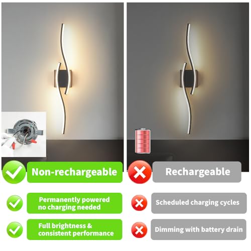 Daunton 27.5in Modern Hardwired LED Wall Sconce Set of 2 with Remote, Dimmable, Timer & Memory