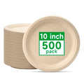 RACETOP 10 Inch Compostable Paper Plates - Brown, 500 Pack